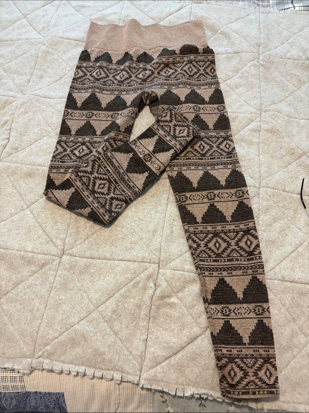 Women’s Brown Patterned Knit Leggings